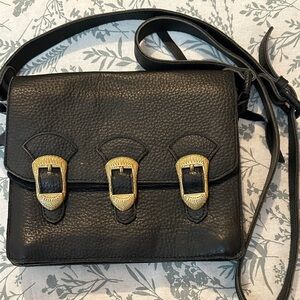 Cleobella Black Crossbody Bag with Gold Buckles